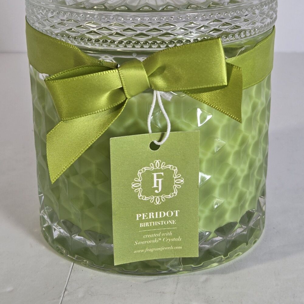 Fragrant Jewels Peridot Birthstone Candle Swarovski Crystals Green 11 oz Rare